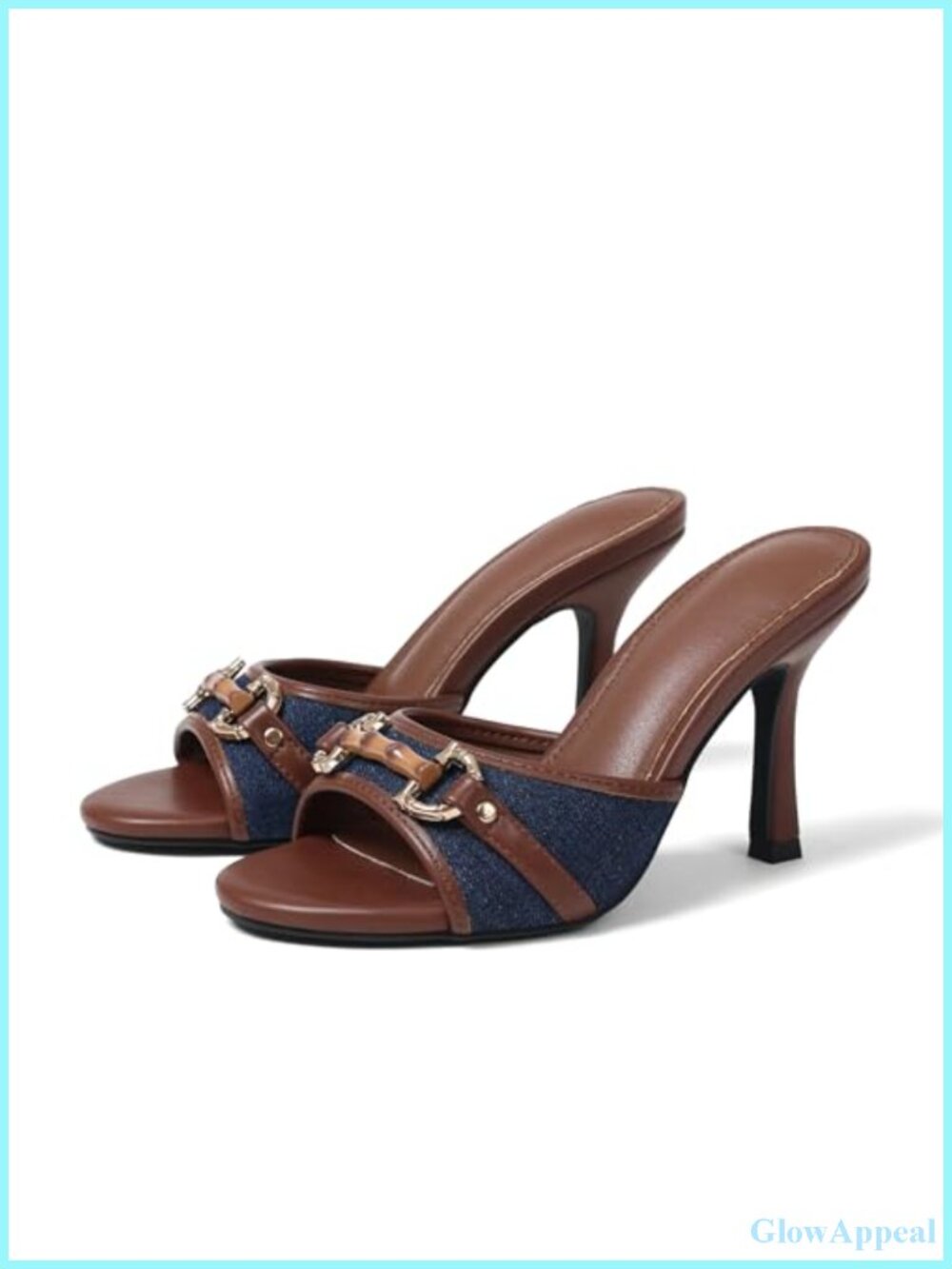Women's Open Toe Kitten Heel Sandals Slip On PU Heels